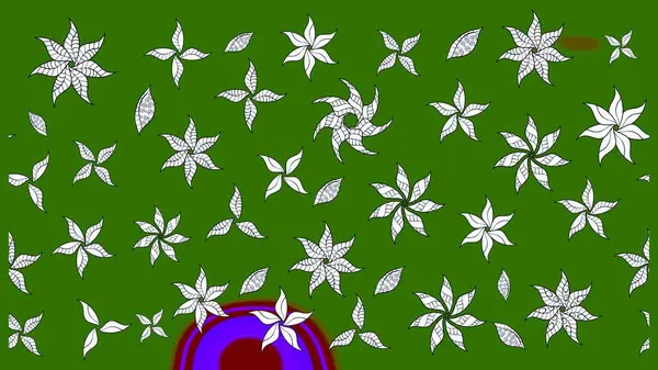 Raster çiçek desenli çiçek deseni, yapraklar, dekoratif elementler, sıçrama, lekeler, el çizimi kontur çizgileri ve Doodle çizim stili, grafik raster çizim çizimi.