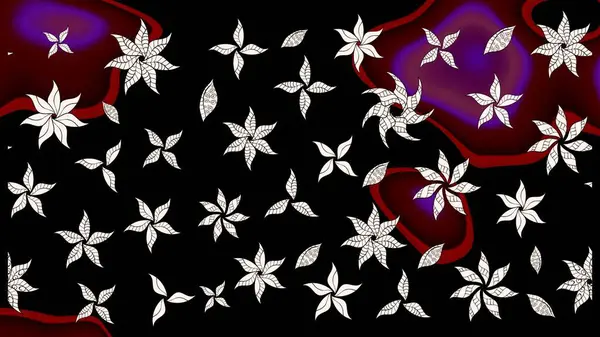 Raster illüstrasyonu. Yaprak ve çiçeklerin suluboya resimleri, siyah renklerde çizimler. Nazikçe, bahar çiçekleri siyah renklerde.