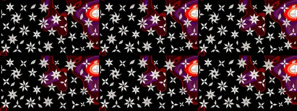 Raster düz çiçek çizim deseni. Hediye ambalaj kağıdı, tebrik kartları, posterler ve pankart tasarımı. Siyah renkte çiçekler.