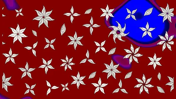 Kırmızı renkte çiçekler. Raster illüstrasyonunda çiçek deseni çizimi.