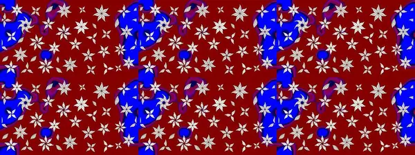 Raster illüstrasyonundaki çiçek desenli çizim. Kırmızı renklerde. Güzel kumaş deseni. Raster illüstrasyonu.