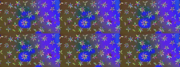 Çiçeksel elementlerle süslenmiş zarif raster dokusu. Küçük çiçekte hoş bir çiçek deseni var. Parlak çiçekli menekşe renkleri üzerine soyut çizim deseni.