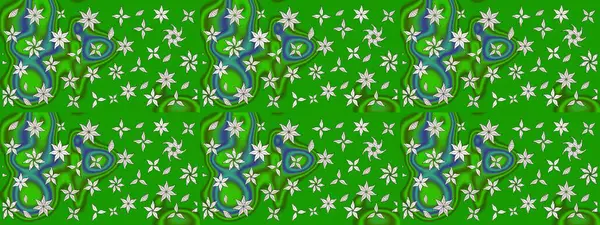 Şatafatlı bahar bahçesi dokusu. Raster illüstrasyonu. Yeşil renkli çiçekler. Çiçek deseni. Yeşil renkte çiçek çizimi.