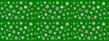 Raster deseni. Bahar çiçekleri dallı desen, yeşil renkler çiçekli siluet.