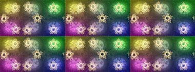 Kar Tanesi Simgesi. Raster illüstrasyonu. Yeşil, nötr ve mor renkte izole edilmiş kar taneleri. Raster illüstrasyonu.