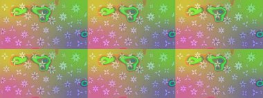 Raster illüstrasyonundaki çiçek desenli çizim. Suluboya tarzında yeşil renkte çiçekler.