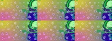 Küçük çiçekteki sevimli çiçek deseni. Varicoloneutral raster çizimi. Birçok nötr soyut çiçekli tropik çizim deseni.