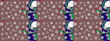 Renkli Bahar Teması eskiz kalıbı. Kahverengi renkli çiçekler. Düz Çiçek Elementleri Tasarımı. Raster illüstrasyonunda çiçek deseni çizimi.