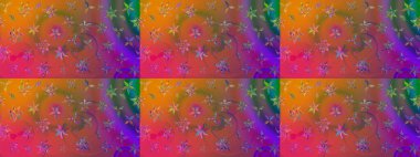 Çiçekler. Vadinin pembe renkli çiçekleri. Soyut etnik raster çizim kalıbı.