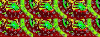 Düz Çiçek Elementleri Tasarımı. Renkli Bahar Teması eskiz kalıbı. Sevimli çiçek raster deseni. Kırmızı renkte çiçekler.