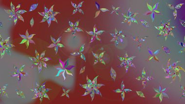 Kahverengi renklere karalama yapan çiçek desenli çizim. Raster illüstrasyonu.