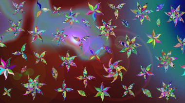 Raster. Kahverengi renkte güzel çiçekler, suluboya desenli eskiz deseni, duvar kağıdı, kart veya kumaş için fayanslı..