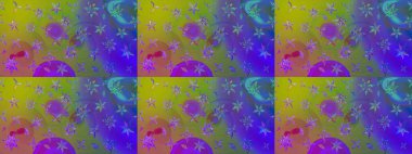 Raster illüstrasyonu. Çiçekli karalama şeklinde Raster çiçek deseni. Nazikçe, yaz çiçekleri menekşe renklerinde.