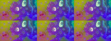 Süslü kumaş deseni. Raster deseni. Çiçekli çiçek deseni, suluboya..