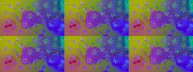 Renkli Bahar Teması eskiz kalıbı. Mor renkli çiçekler. Raster illüstrasyonundaki çiçek desenli çizim. Düz Çiçek Elementleri Tasarımı.