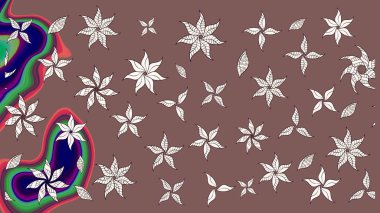 Kahverengi renkler ve parlak çiçekler üzerine soyut çizim deseni. Küçük çiçekte hoş bir çiçek deseni var. Çiçek elementli zarif raster dokusu..