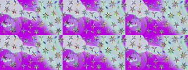 Çiçeksel fantezi tasarımı ve parlak bir arka plan çizimi. Renkli Bahar Teması eskiz kalıbı. Düz Çiçek Elementleri Tasarımı.