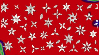 Vadinin çiçekleri kırmızı renklerde. Çiçekler. Soyut etnik raster çizim kalıbı.