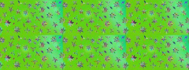 Küçük çiçekte güzel bir desen. Küçük renkli çiçekler. Moda baskıları için zarif bir şablon. Robot resim. Motley illüstrasyonu. Çiçekli bahar çiçekleri.