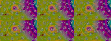 Güzel kumaş deseni. Raster illüstrasyonu. Yeşil renklerde. Raster illüstrasyonunda çiçek deseni çizimi.