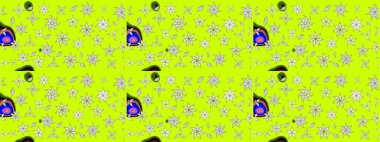 Çiçeksel fantezi tasarımı ve parlak bir arka plan çizimi. Renkli Bahar Teması eskiz kalıbı. Düz Çiçek Elementleri Tasarımı.