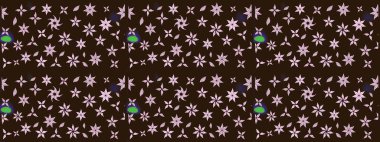 Küçük çiçekteki sevimli çiçek deseni. Kahverengi renkte çiçekler.