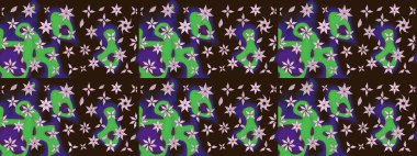 Raster illüstrasyonundaki çiçek desenli çizim. Kahverengi renkli çiçekler. Düz Çiçek Elementleri Tasarımı. Renkli Bahar Teması çizim şablonu.