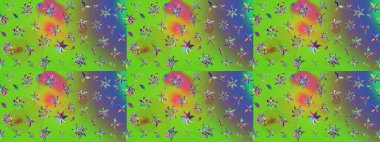 Sevimli çiçek raster deseni. Yeşil renkli çiçekler. Sketch Colour Spring Theme eskiz kalıbı. Düz Çiçek Elementleri Tasarımı.