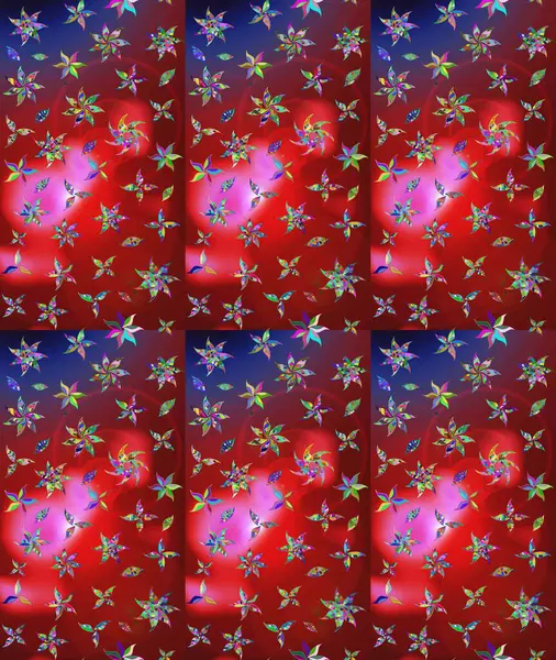 Çiçek tasarımı için inanılmaz bir kolaj cenneti tarzı. Çiçekli zambakların eskiz geçmişi. Parlak çiçekli kolaj çiçekleri kırmızı.