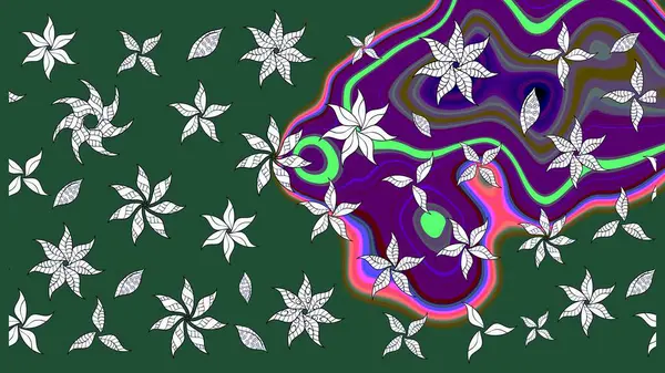 Çiçek arkaplan. Yeşil renkli şirin tekstil. Çiçek duvar kâğıdı. Renkli çizim kalıbı. Raster illüstrasyonu.