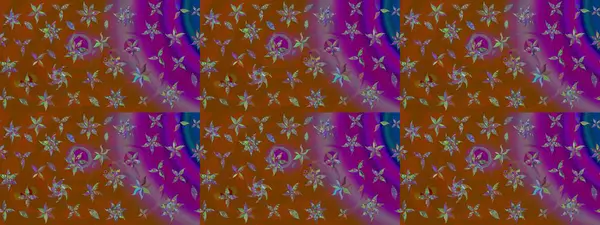 Çiçek buketleriyle klasik bir eskiz şekli. Kahverengi renklerde. Raster illüstrasyonu.