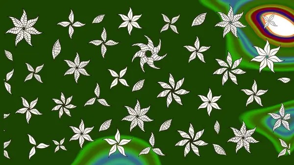 Renkli süs kenarı. Çiçek duvar kağıdı. Raster illüstrasyonu. Yeşil renklerde. Hint süsü. Çizim deseni.