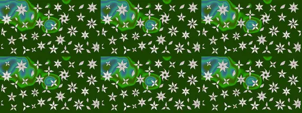 Çiçekli karalama şeklinde Raster çiçek deseni. Nazik, narin çiçek arkaplanı. Yeşil renkte çiçekler.