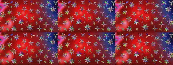 Renkli Yaz Temalı eskiz kalıbı. Sevimli çiçek raster deseni. Düz Çiçek Elementleri Tasarımı. Kırmızı renkte çiçekler.