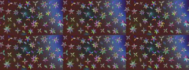 Raster illüstrasyonundaki çiçek desenli çizim. Düz Çiçek Elementleri Tasarımı. Renkli Yaz Temalı eskiz kalıbı. Kahverengi renkte çiçekler.