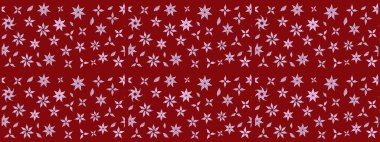 Tekstil için suluboya eskiz deseni. El çizimi çiçek çizimi deseni (fayans). Şirin çiçekli, desenli, kırmızı renkli çizim deseni.