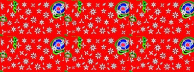 Küçük çiçekte hoş bir çiçek deseni var. Çiçeksel elementlerle süslenmiş zarif raster dokusu. Parlak çiçekli kırmızı renkler üzerine soyut çizim deseni.