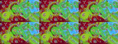 Yumuşak, yeşil renkli yaz çiçekleri. Raster illüstrasyonu. Raster çiçek desenli ve çiçekli..