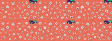 Üzerinde gelincikler ve vadi zambakları olan renkli çiçek desenli nakış deseni. Tekstil tasarımı için turuncu renkli geleneksel halk çiçekleri buketi.