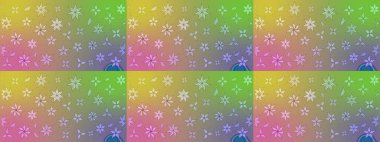 Düz Çiçek Elementleri Tasarımı. Raster Illustrasyon 'daki Çiçek Deseni' nin son moda çizimi. Renkli Yaz Temalı eskiz kalıbı. Tarafsız renklerde çiçekler.