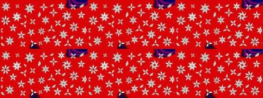 Renkli Bahar Teması eskiz kalıbı. Güzel çiçek deseni. Kırmızı renkte çiçekler. Düz Çiçek Elementleri Tasarımı.