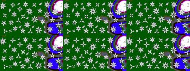 Raster illüstrasyonu. Klasik çiçek tasarımı elementleri. Yeşil kıvırcık çiçekler yeşil renkte şekillenir.