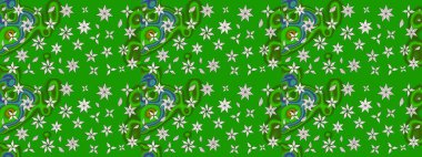 Çiçek desenli raster, yeşil çizgi grafik desenli soyut raster arkaplan. Modern stil dokusu.