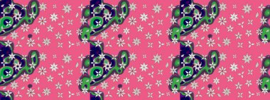 Suluboya çiçekli çiçek deseni. Raster illüstrasyonu. Pembe renkli Asya tekstili.