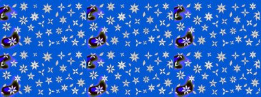 Raster illüstrasyonu. Çiçekli karalama şeklinde Raster çiçek deseni. Yumuşak, bahar çiçekleri mavi renklerde.