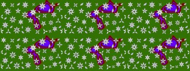 Küçük çiçekli basit bir çiçek çizimi. Yeşil renkte şirin çiçekler. Moda baskısı, albüm, ambalaj kağıdı ve duvar kağıdı için zarif dekoratif süslemeler. Raster illüstrasyonu.