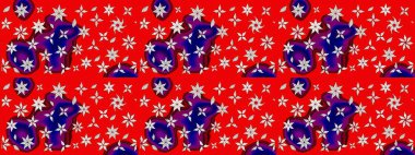 Suluboya çiçekli çiçek deseni. Raster illüstrasyonu. Kırmızı renkte güzel tekstil.