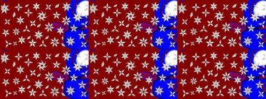 Raster illüstrasyonu. Küçük çiçekli yay deseni çiz. Suluboya stilinde kırmızı renkler üzerine.