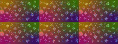 Kahverengi renkli şirin çiçek deseni. Düz Çiçek Elementleri Tasarımı. Raster Modaya uygun kumaş deseni. Renkli Bahar Teması çizim şablonu.