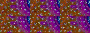 Çizim kalıbı. Raster illüstrasyonu. Çiçek duvar kağıdı. Hint süsü. Renkli süs kenarı. Mor renklerde.